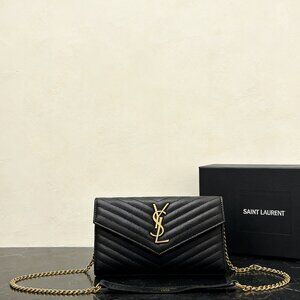 YSL Wallet on Chainin Black
